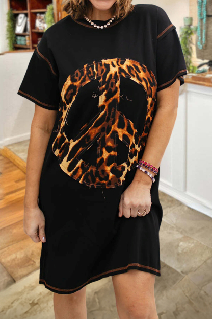 Leopard Print Peace And Love Mini Dress