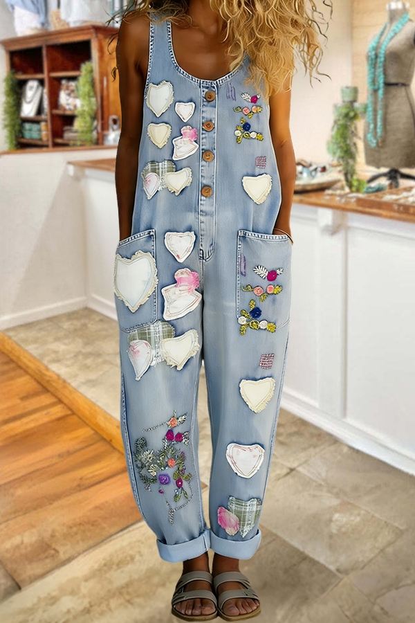 Floral Print Sleeveless Jumpsuit