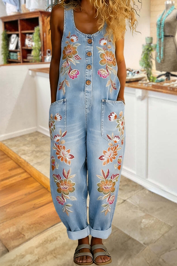 Elegant Floral Sleeveless Jumpsuit