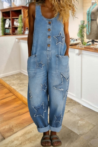 Star Patterned Sleeveless Jumpsuit