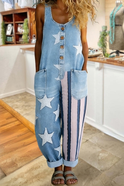 Star Flag Usa Sleeveless Jumpsuit