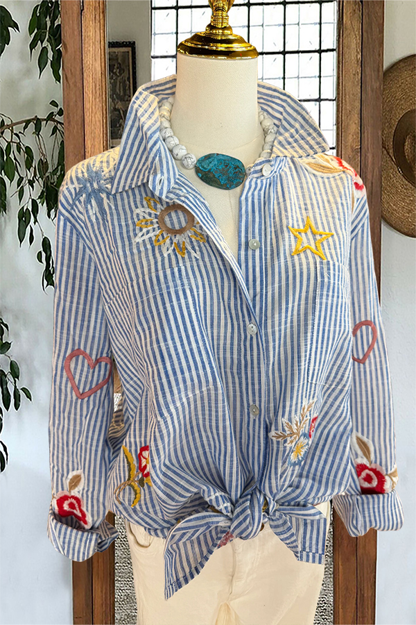 Floral Star And Stripe Pattern Shirt