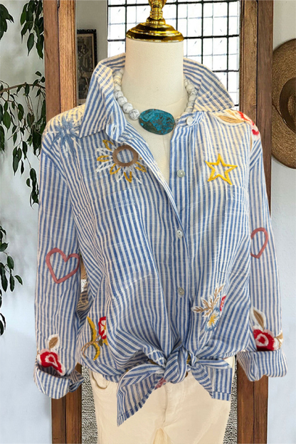 Floral Star And Stripe Pattern Shirt