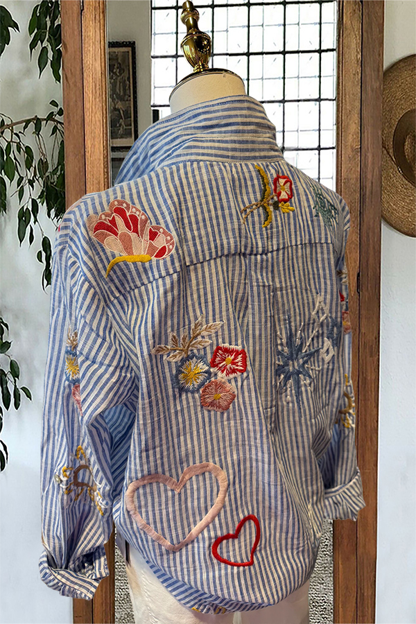 Floral Star And Stripe Pattern Shirt