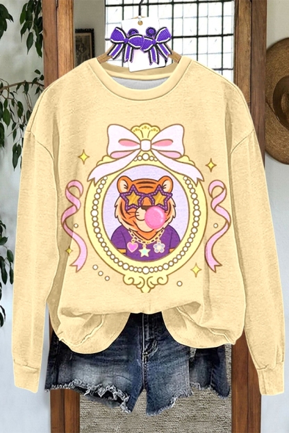 Cute Purple And Gold Tiger Sweatshirt