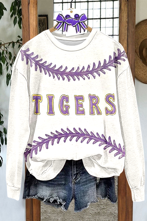 Baseball Purple And Gold Tiger Sweatshirt