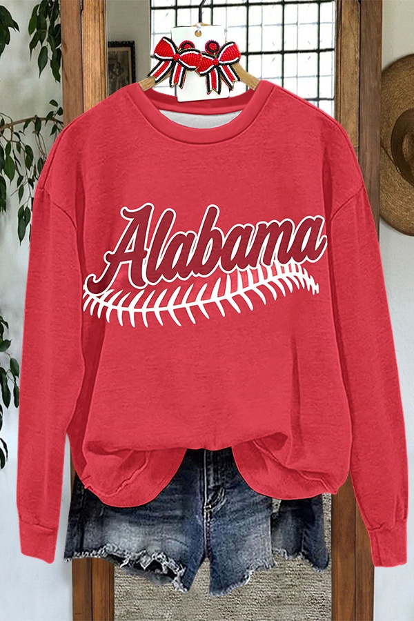 Baseball Red Alabama Sweatshirt