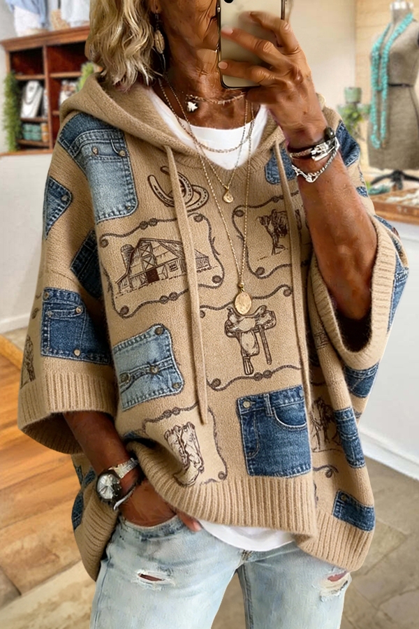 Western Saddle Hooded Sweater
