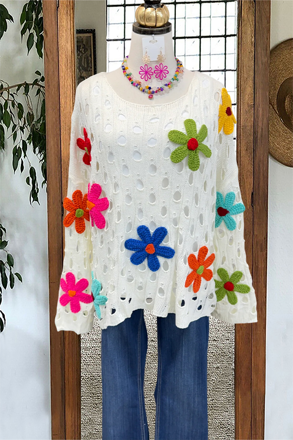 Colorful Floral Knit Top