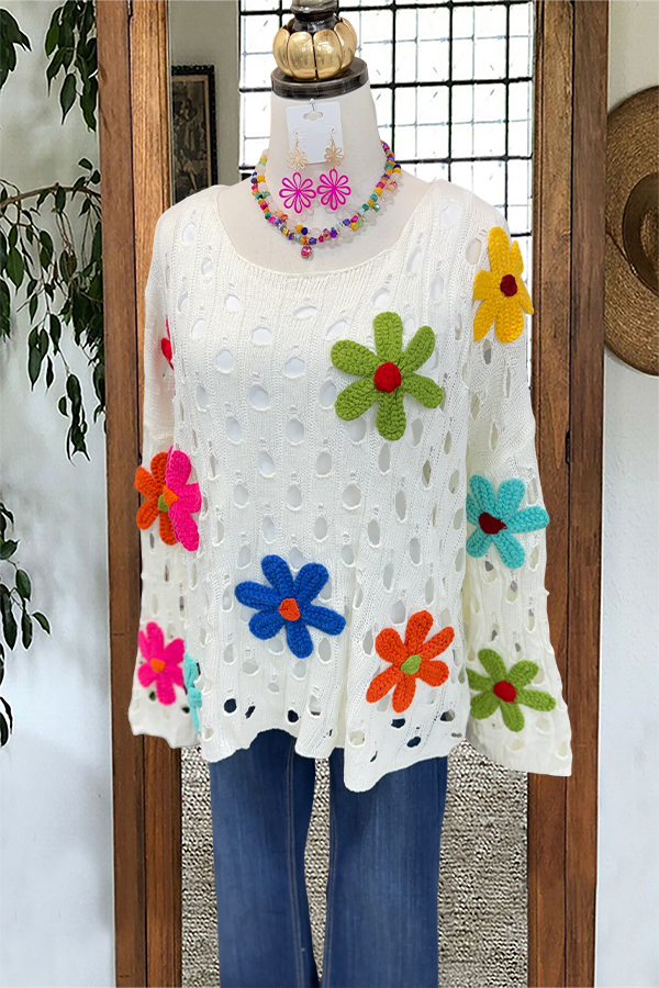 Colorful Floral Knit Top
