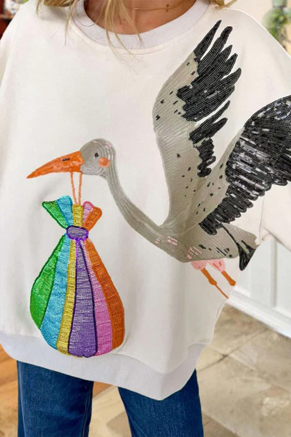 Beige Stork & Bundle Sweatshirt