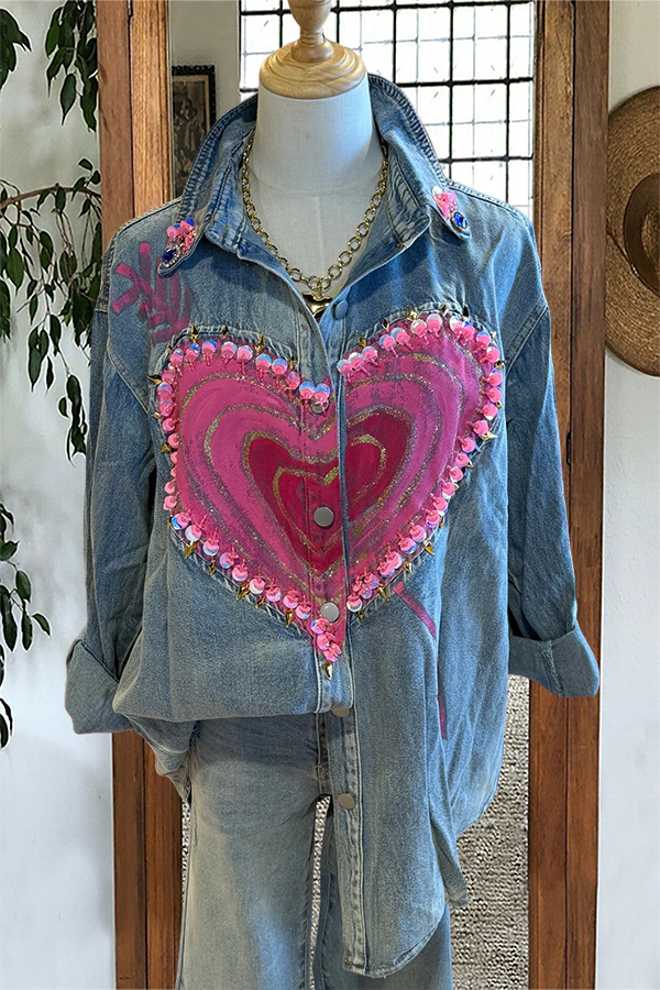 Playful Heart Denim Shirt