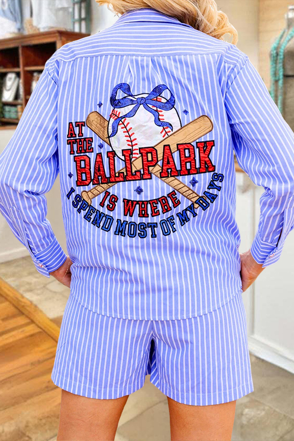 Ball Park Stripes Button Down Shirt