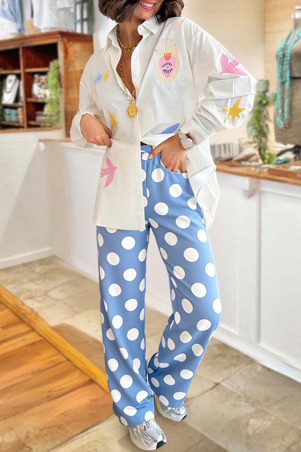 Retro Holiday Polka Dot Wide Leg Pants