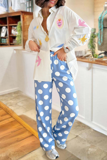 Retro Holiday Polka Dot Wide Leg Pants