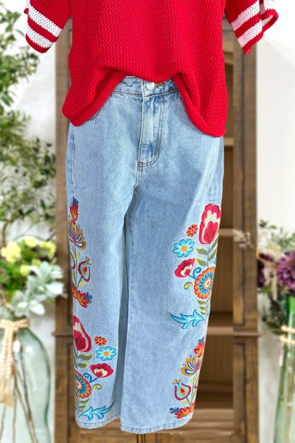 Spring Floral High Waisted Wide Leg Pants