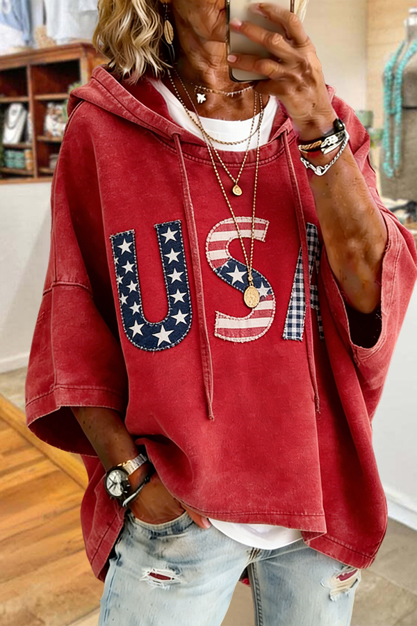 USA Flag Hooded Top