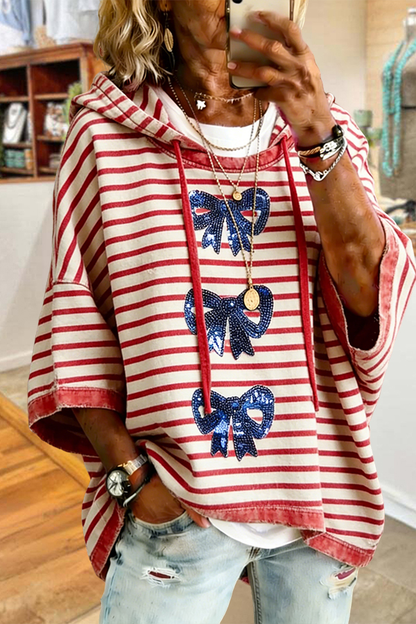 Striped Bow American Flag Hoodie