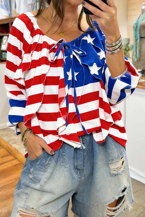 250 USA Ruffled Flowy Blouse