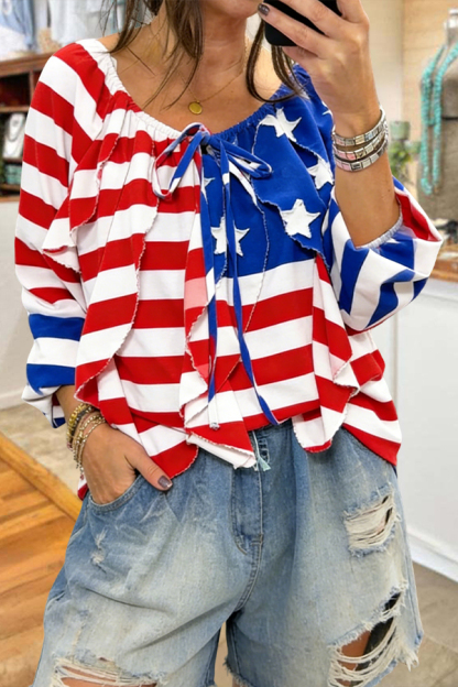 250 USA Ruffled Flowy Blouse