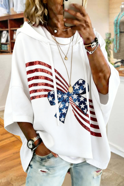 Striped Star Bow American Flag Hoodie