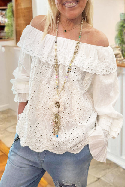 Bohemian Off Shoulder Ruffled Blouse