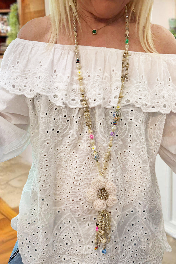 Bohemian Off Shoulder Ruffled Blouse