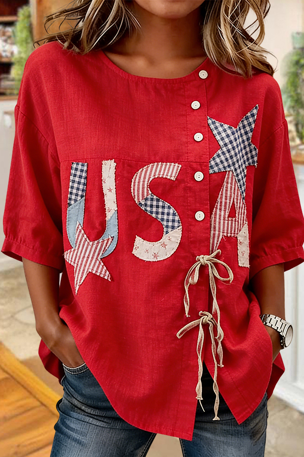 Usa Star Tie Plaid Shirt