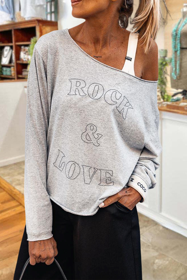 One Shoulder Rock And Love Sweatshirt
