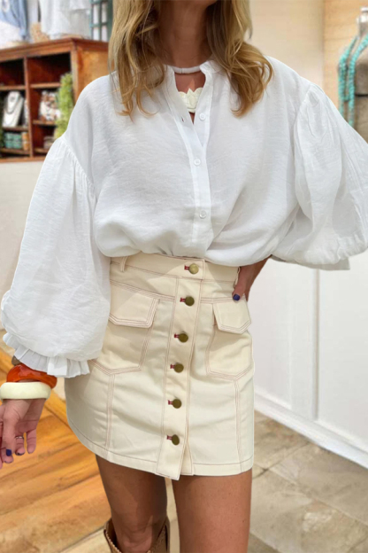 Dreamy Puff Sleeve Ruffled Blouse