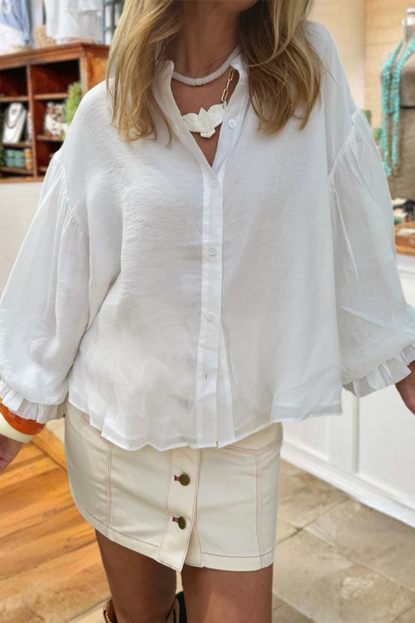 Dreamy Puff Sleeve Ruffled Blouse