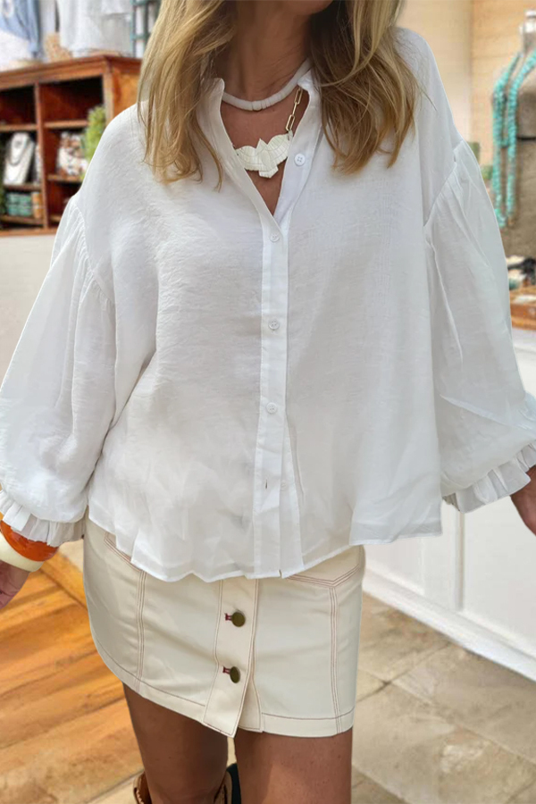Dreamy Puff Sleeve Ruffled Blouse