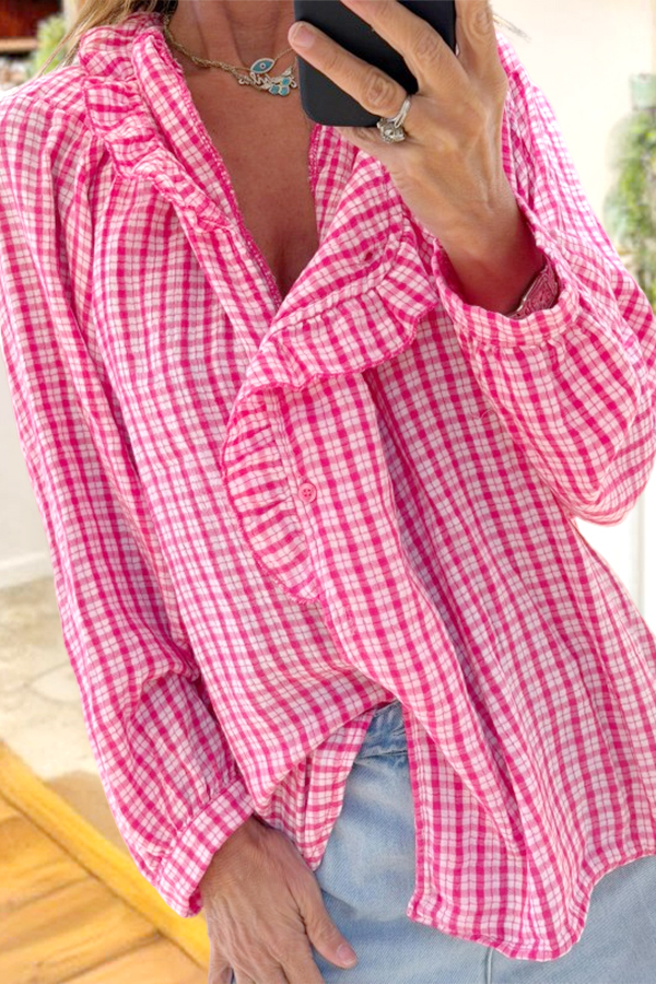 Classic Plaid Ruffled Shirt