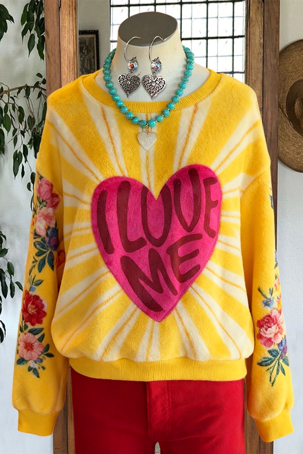Sweet Heart Striped Print Knit Sweater