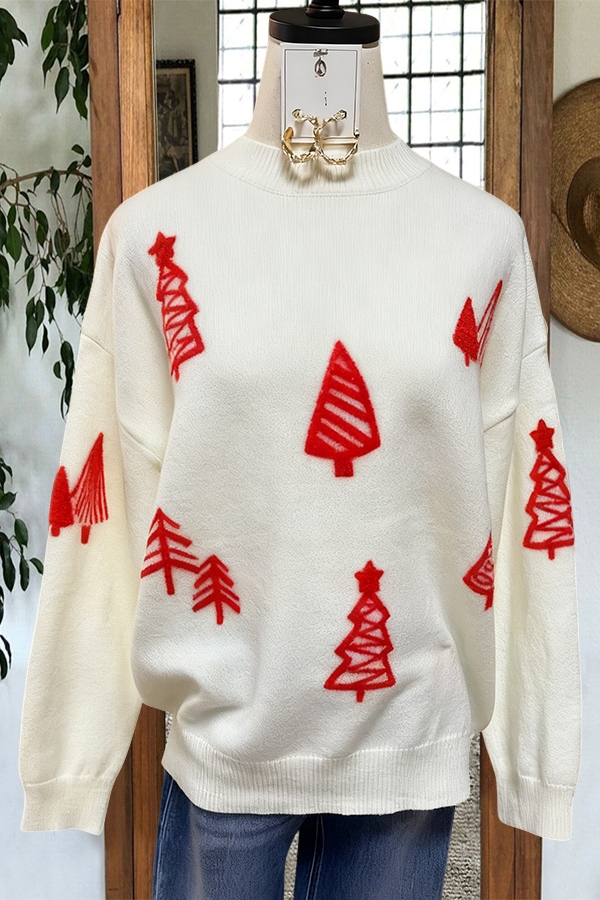Cute Color-Blocked Christmas Tree Sweater