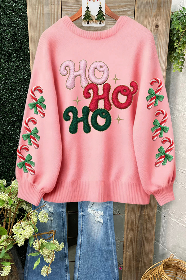 Cute Christmas Letter Batwing Sleeve Sweatshirt