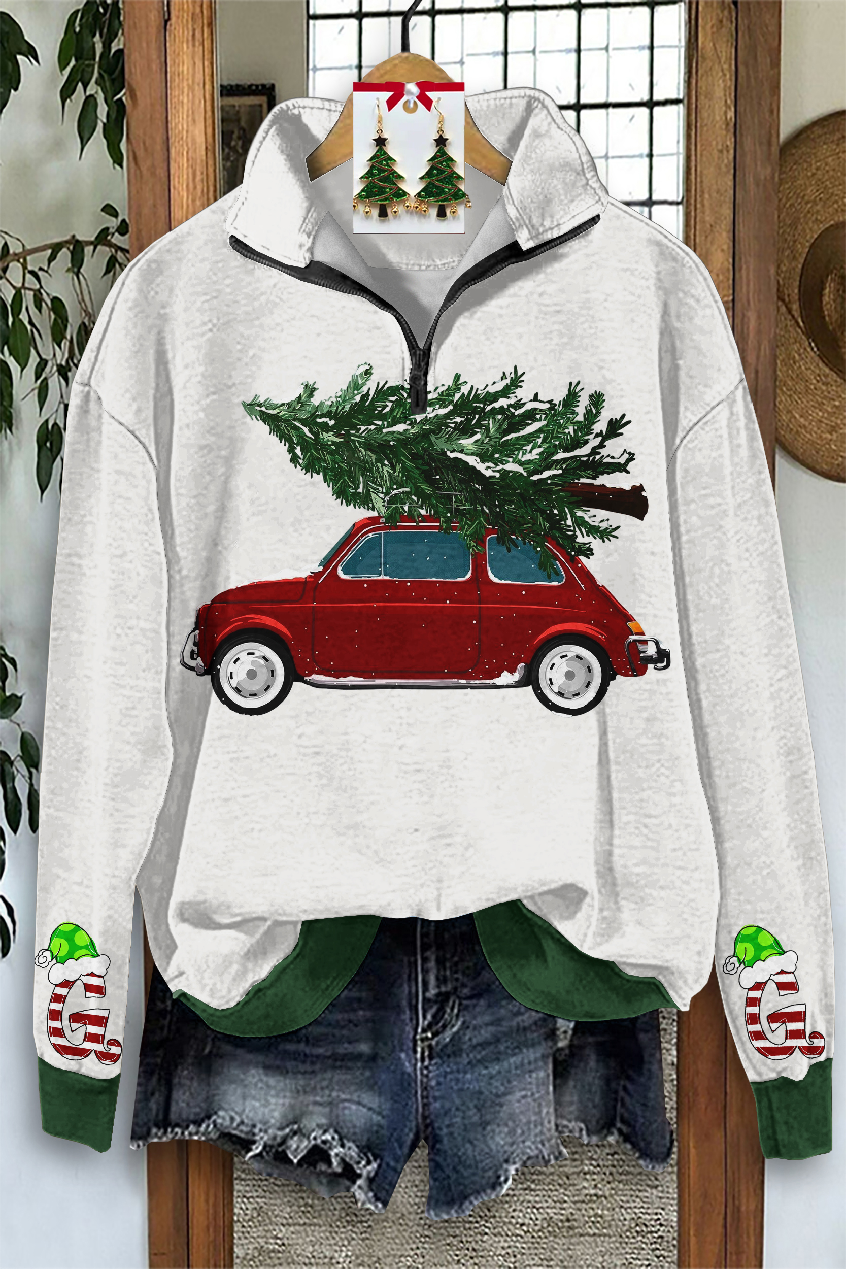 Classic Christmas Truck Zip-Up Sweatshirt