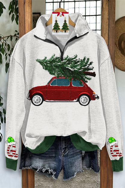 Classic Christmas Truck Zip-Up Sweatshirt