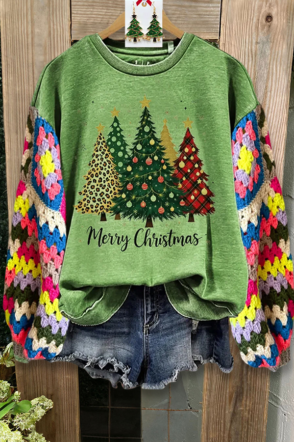 Christmas Colorful Christmas Tree Print Sweatshirt