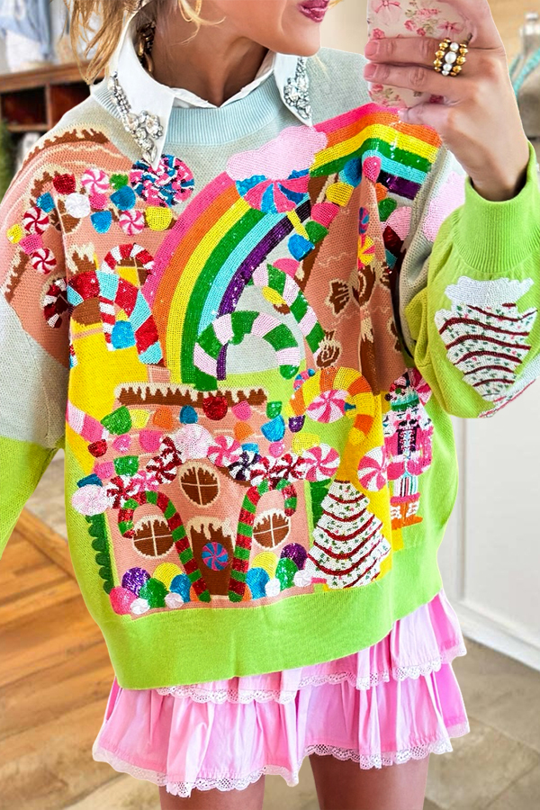 Rainbow Christmas Crew Neck Sweatshirt