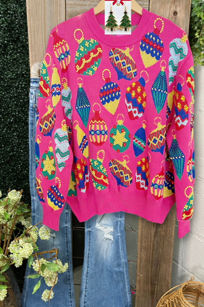 Charming Christmas Print Crew Neck Sweater