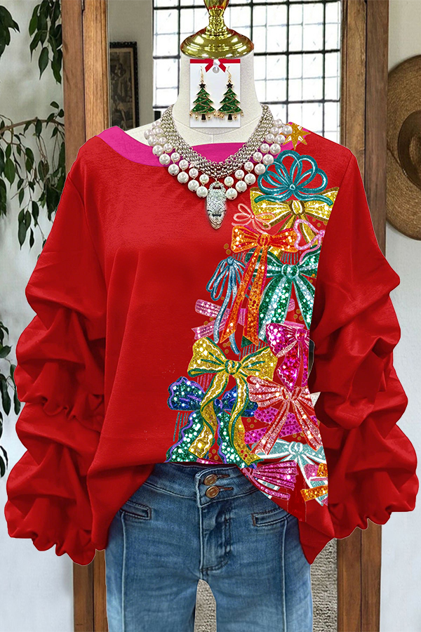 Sparkling Christmas Tree Ruched Top