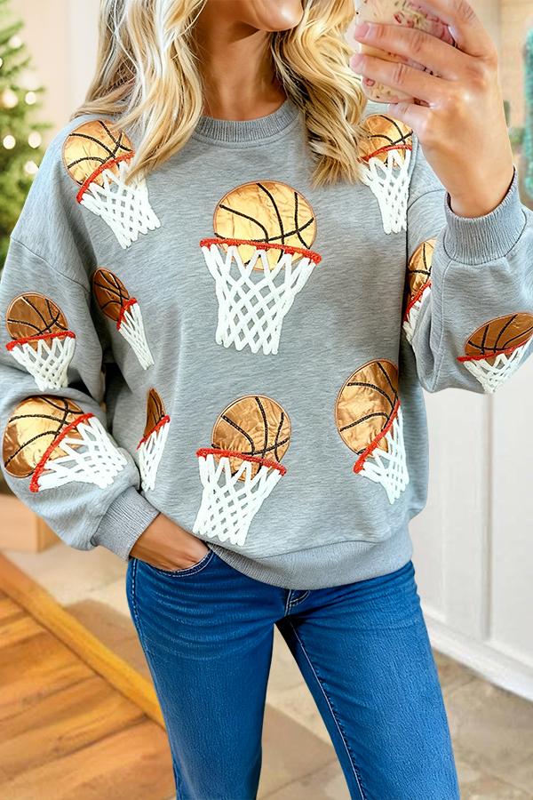 Casual Basketball Crew Neck Sweatshirt