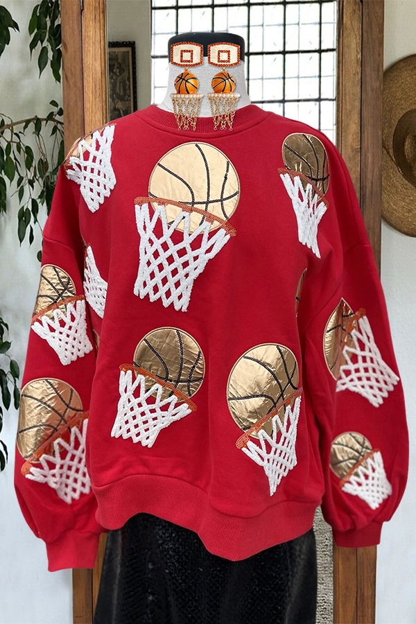 Casual Basketball Crew Neck Sweatshirt
