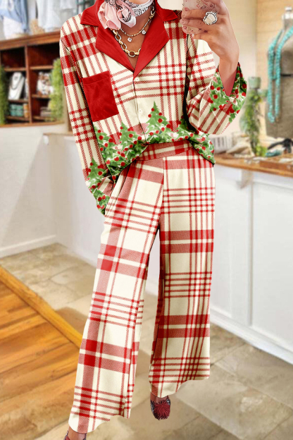 Classic Christmas Tree Plaid Pajama Set