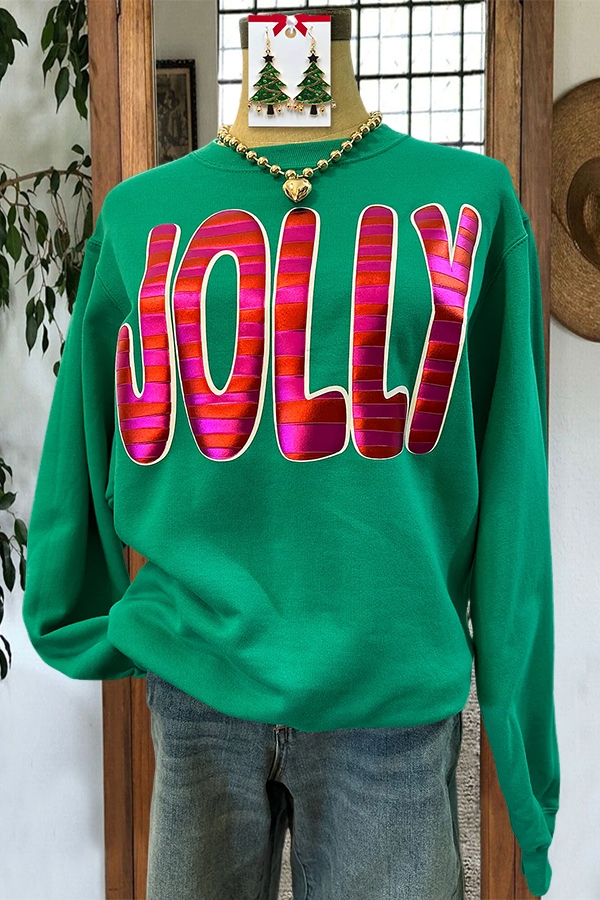 Classic Christmas Color Block Letter Sweatshirt