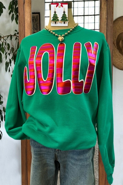 Classic Christmas Color Block Letter Sweatshirt