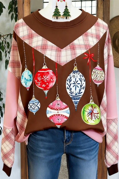 Retro Christmas Plaid Patchwork Sweatshirt