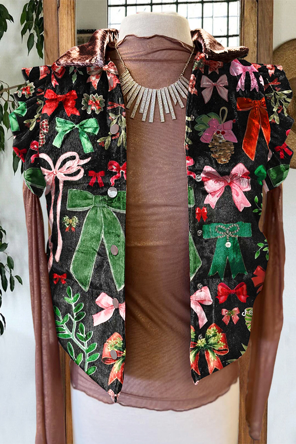 Cute Bow-Knot Quilted Ruffle Sleeve Vest