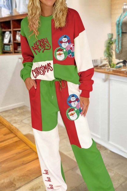 Christmas Snowman Patchwork Pajama Set